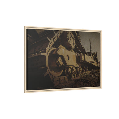 D8 Dramatic Dozer Track | Gold |  Framed Wall art on Stretched Canvas
