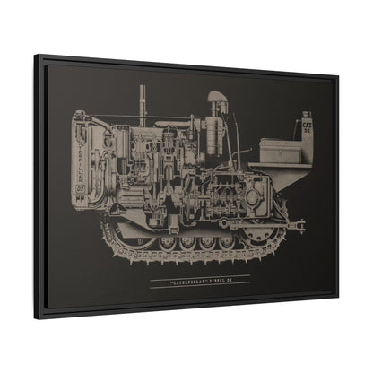 Vintage Caterpillar D2 Cutaway Drawing | Framed Wall Art on Stretched Canvas