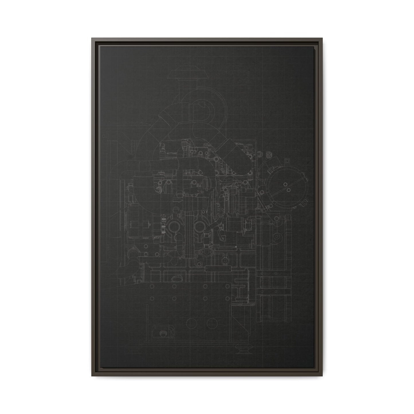 Heavy Equipment Engine Schematic Drawing – Framed Wall Art on Canvas