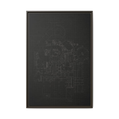 Heavy Equipment Engine Schematic Drawing – Framed Wall Art on Canvas