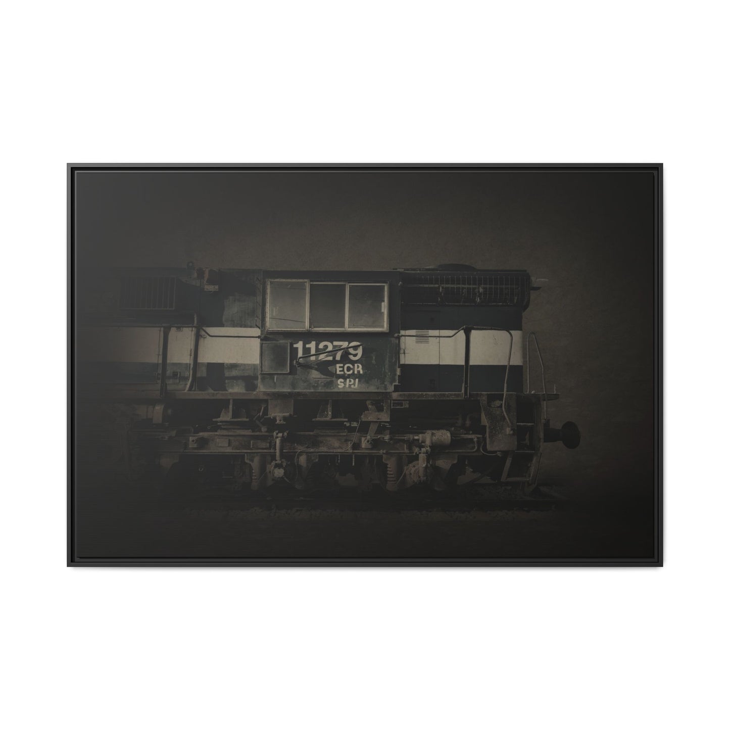Vintage Diesel Locomotive Engine Matte Canvas Framed