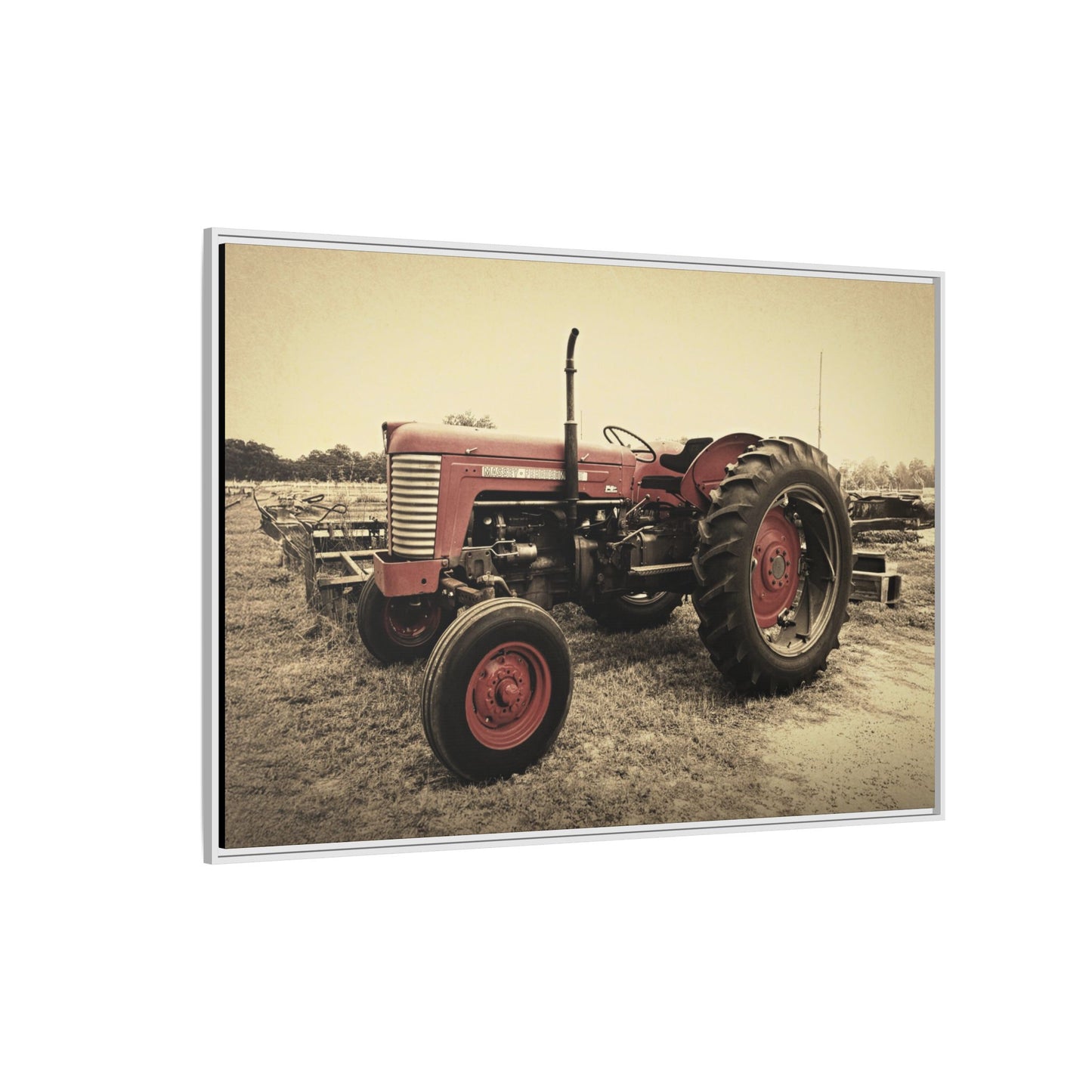Vintage Massey MF 35 Workhorse in Field - Framed Wall Art Canvas