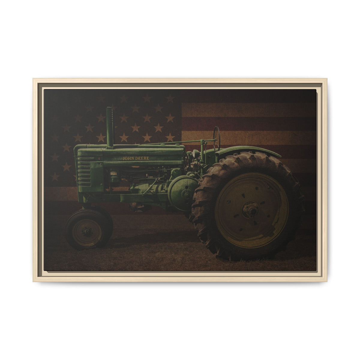 Patriotic John Deere Model G Tractor | Framed Wall Art on Stretched Canvas
