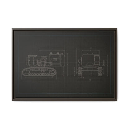601 Excavator Drawing, Framed Wall Art on Canvas