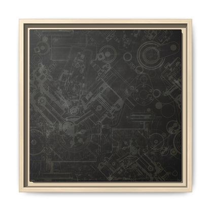 Engine Schematic Drawing Front View - Industrial Art - Framed on Canvas