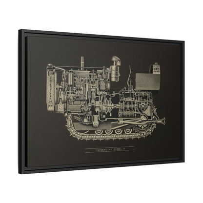 Vintage D4Tractor Crawler Cutaway Drawing | Framed Wall Art on Canvas