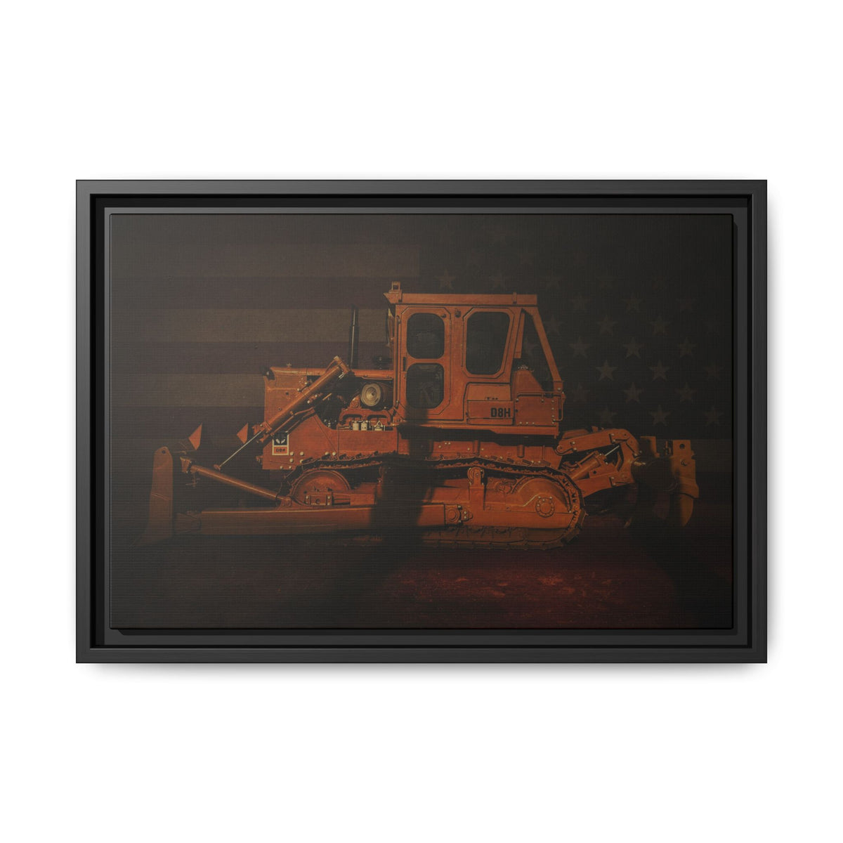 Patriotic D8H Classic Dozer | Framed Wall Art on Stretched Canvas