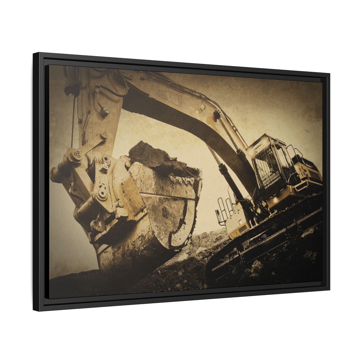 Reaching for Rocks Excavator  | Photo Art on Framed Canvas