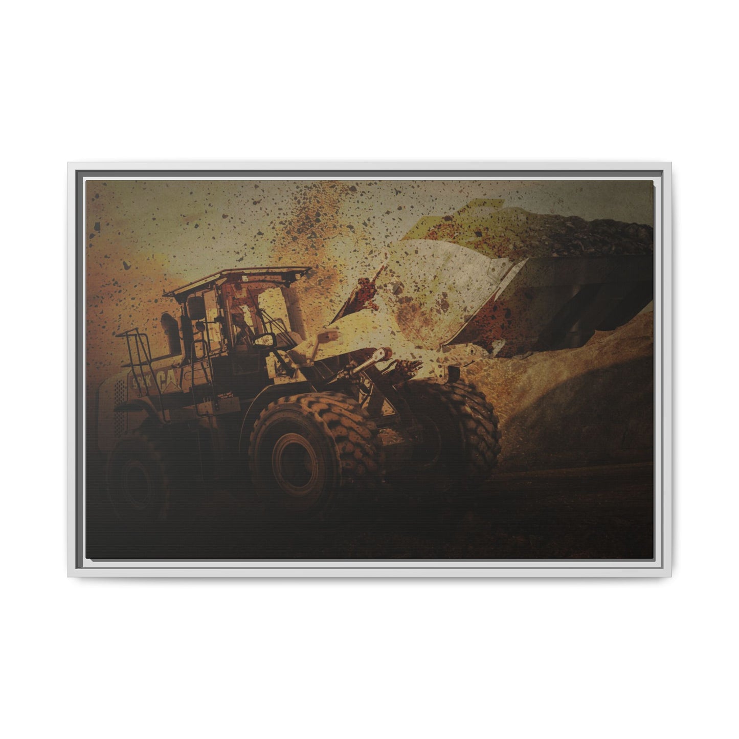 960K Dramatic Loader Action | Framed Wall Art on Stretched Canvas