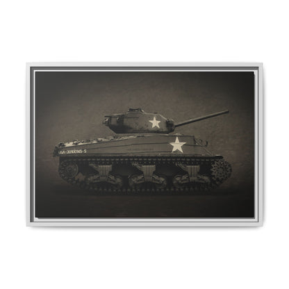 Vintage WWII  Sherman Tank, Double Star, Photo Wall Art on Framed Canvas
