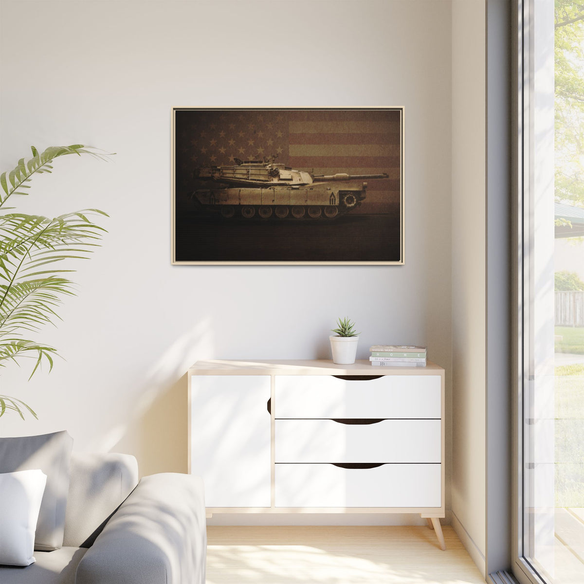 Patriotic Abrams M1 Tank | Framed Wall Art on Stretched Canvas