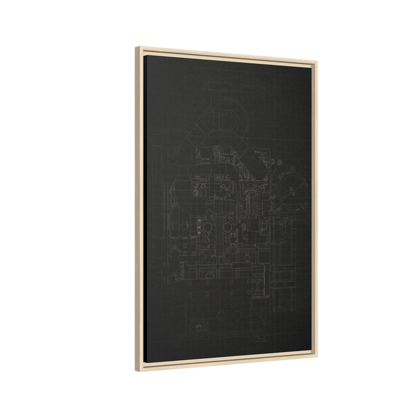 Heavy Equipment Engine Schematic Drawing – Framed Wall Art on Canvas