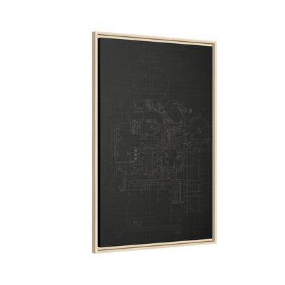 Heavy Equipment Engine Schematic Drawing – Framed Wall Art on Canvas