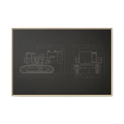 601 Excavator Drawing, Framed Wall Art on Canvas