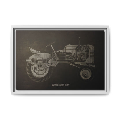 Vintage Massey Harris Pony Cutaway Drawing | Framed Wall Art on Stretched Canvas | Industrial Artwork