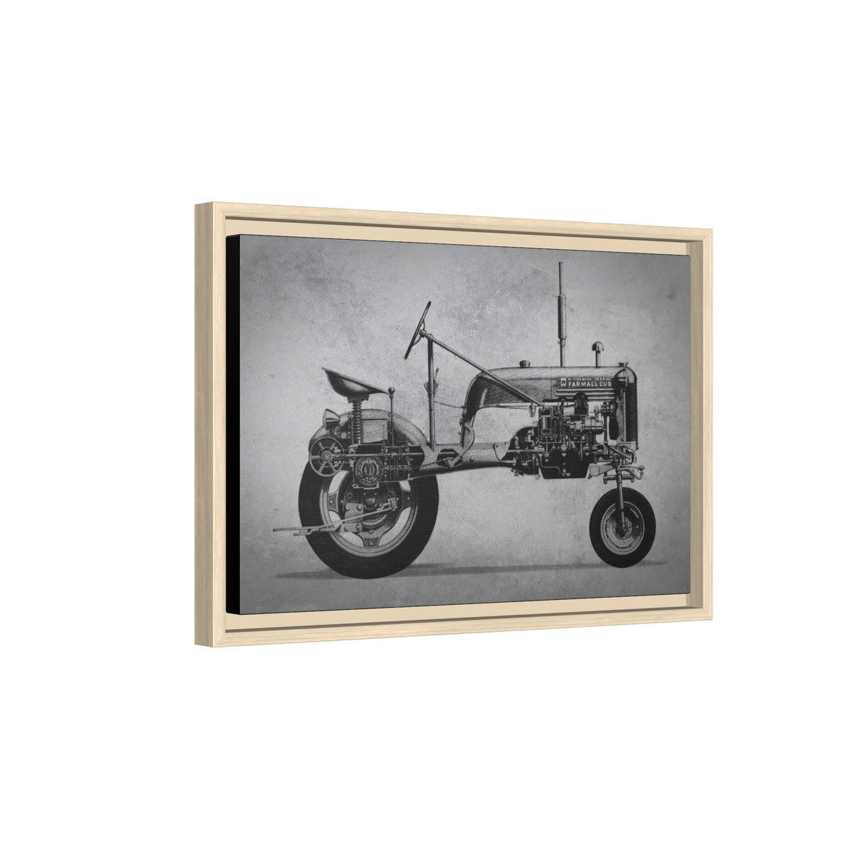 Vintage Farmall Pony Cutaway Drawing | Framed Wall Art on Canvas