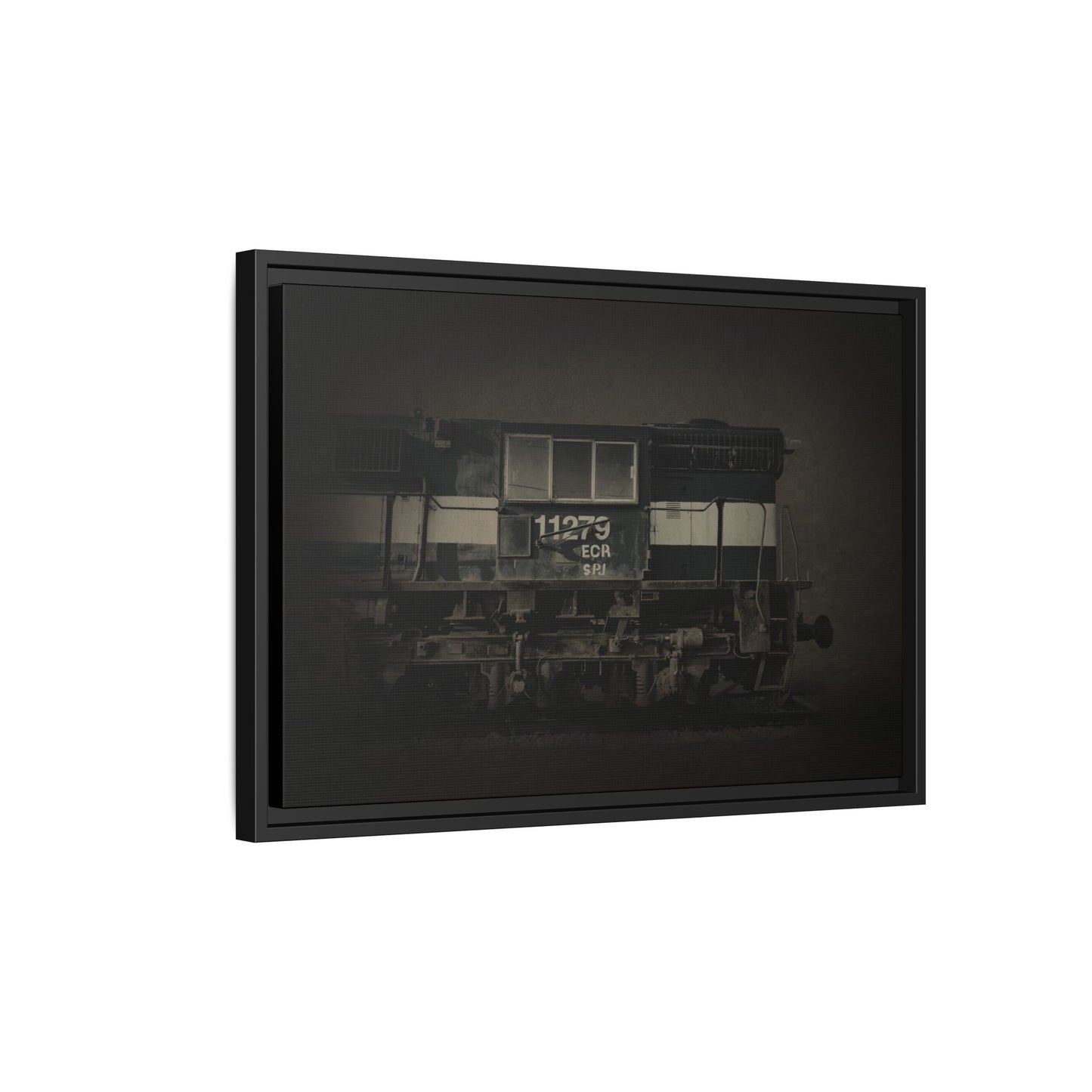 Vintage Diesel Locomotive Engine Matte Canvas Framed