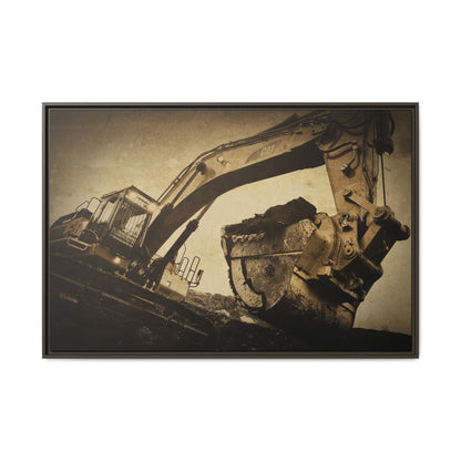 Reaching for Rocks Excavator  | Photo Art on Framed Canvas