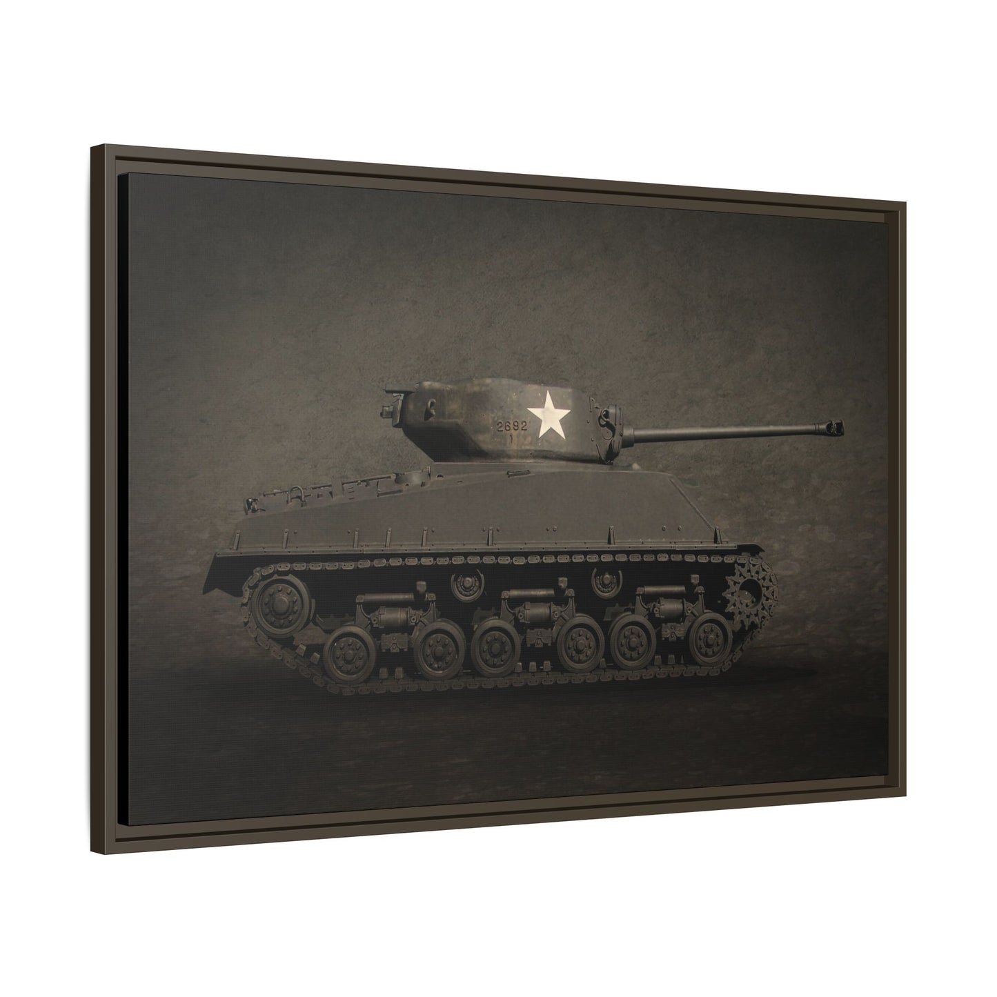 Vintage WWII  Sherman Tank, Single Star, Photo Wall Art on Framed Canvas