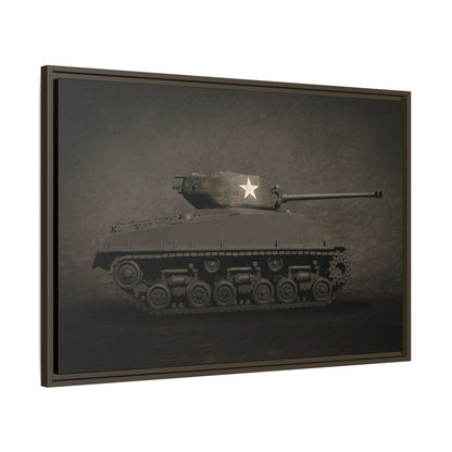 Vintage WWII  Sherman Tank, Single Star, Photo Wall Art on Framed Canvas