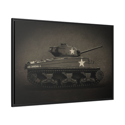 Vintage WWII  Sherman Tank, Double Star, Photo Wall Art on Framed Canvas