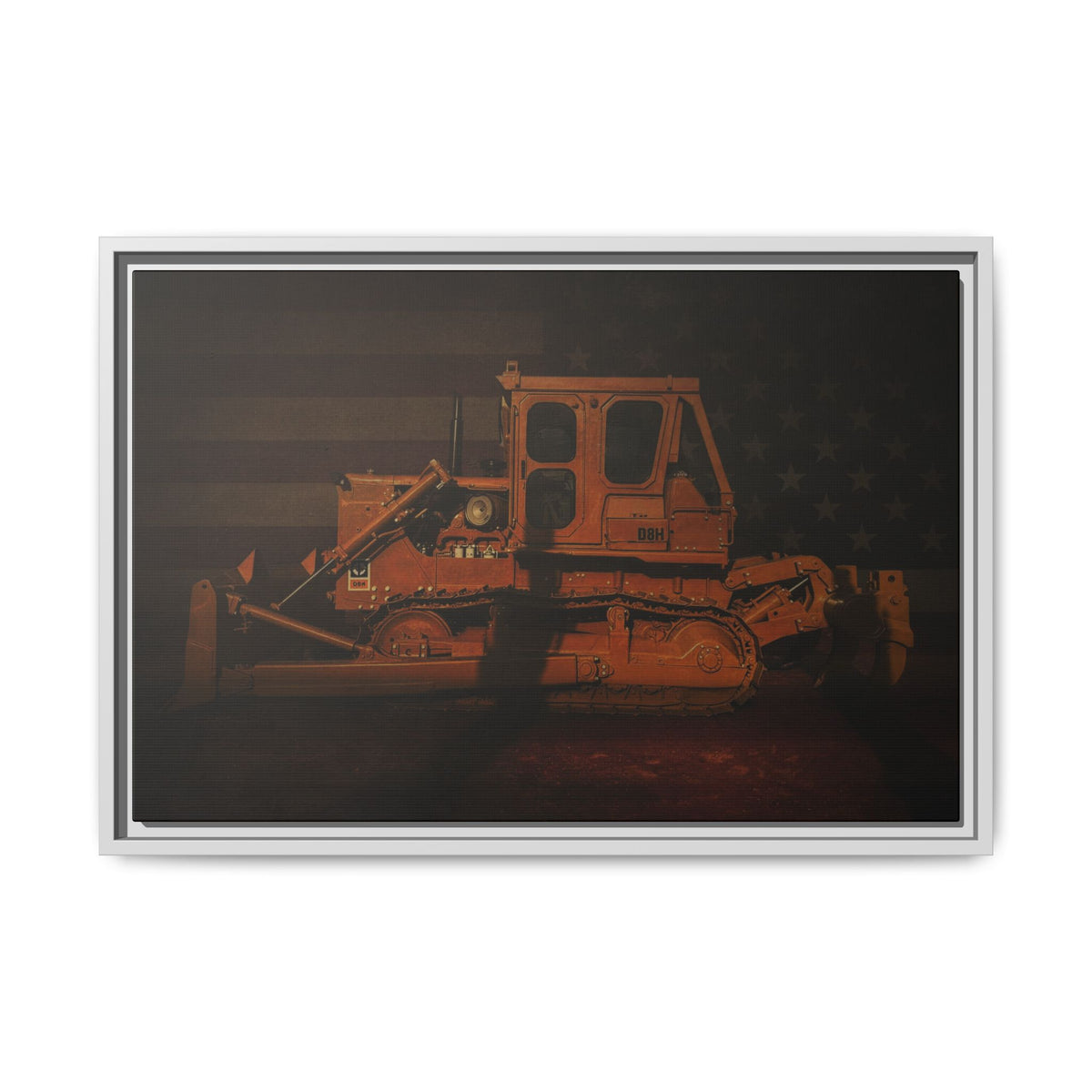 Patriotic D8H Classic Dozer | Framed Wall Art on Stretched Canvas