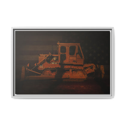 Patriotic D8H Classic Dozer | Framed Wall Art on Stretched Canvas
