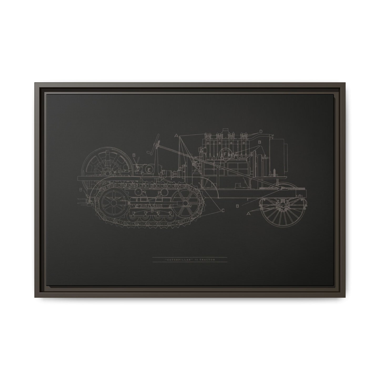 Vintage HOLT Tractor Patent Drawing Industrial Artwork | Framed Wall Art on Stretched Canvas