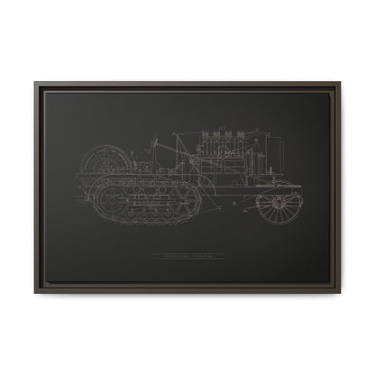 Vintage HOLT Tractor Patent Drawing Industrial Artwork | Framed Wall Art on Stretched Canvas