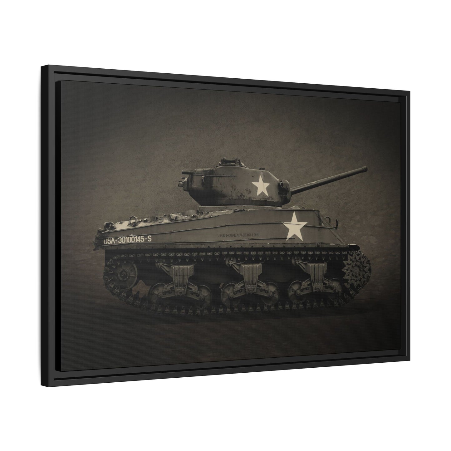 Vintage WWII  Sherman Tank, Double Star, Photo Wall Art on Framed Canvas