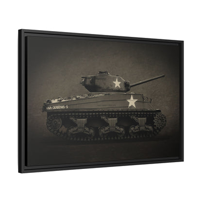 Vintage WWII  Sherman Tank, Double Star, Photo Wall Art on Framed Canvas