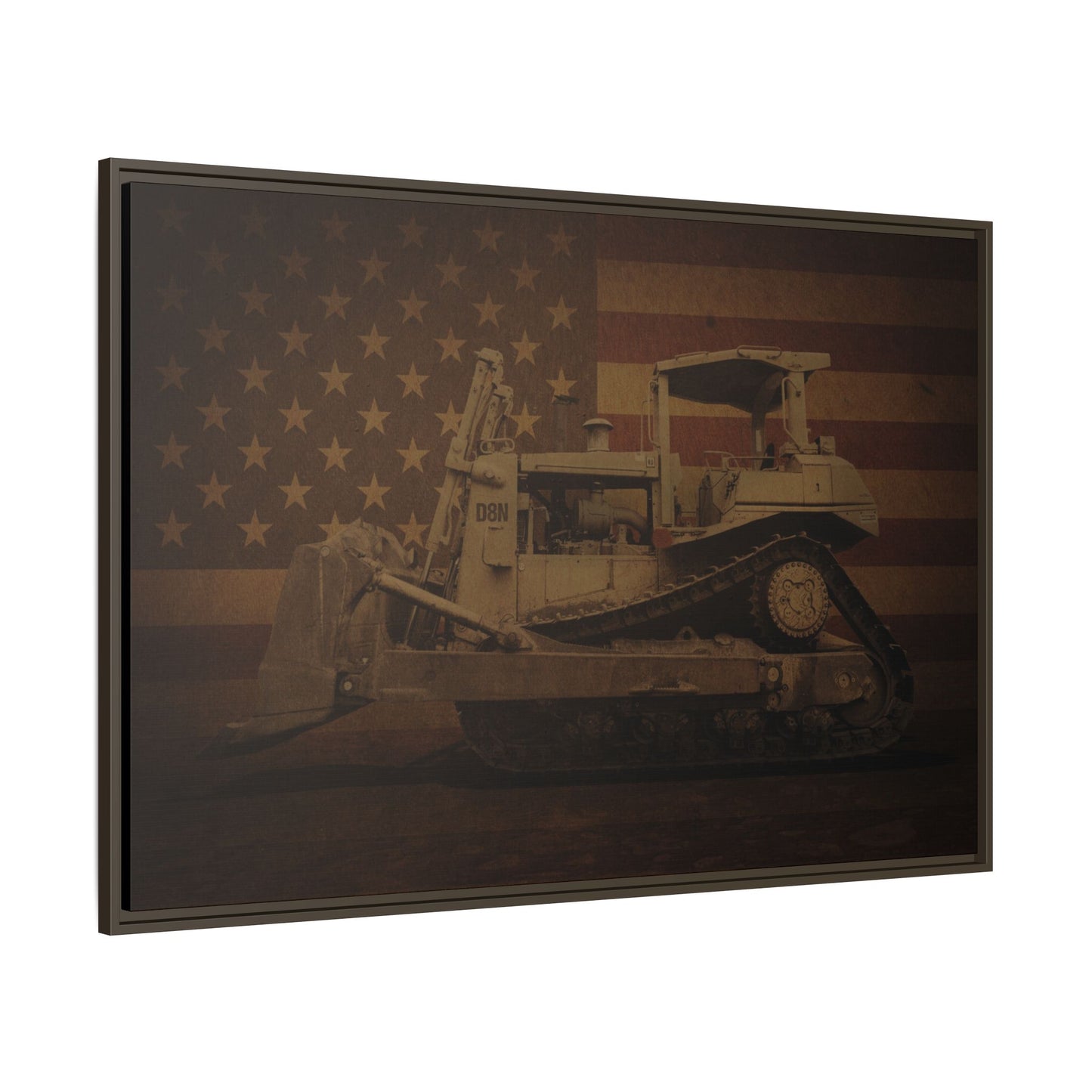 Patriotic D8N Classic Dozer | Framed Wall Art on Stretched Canvas