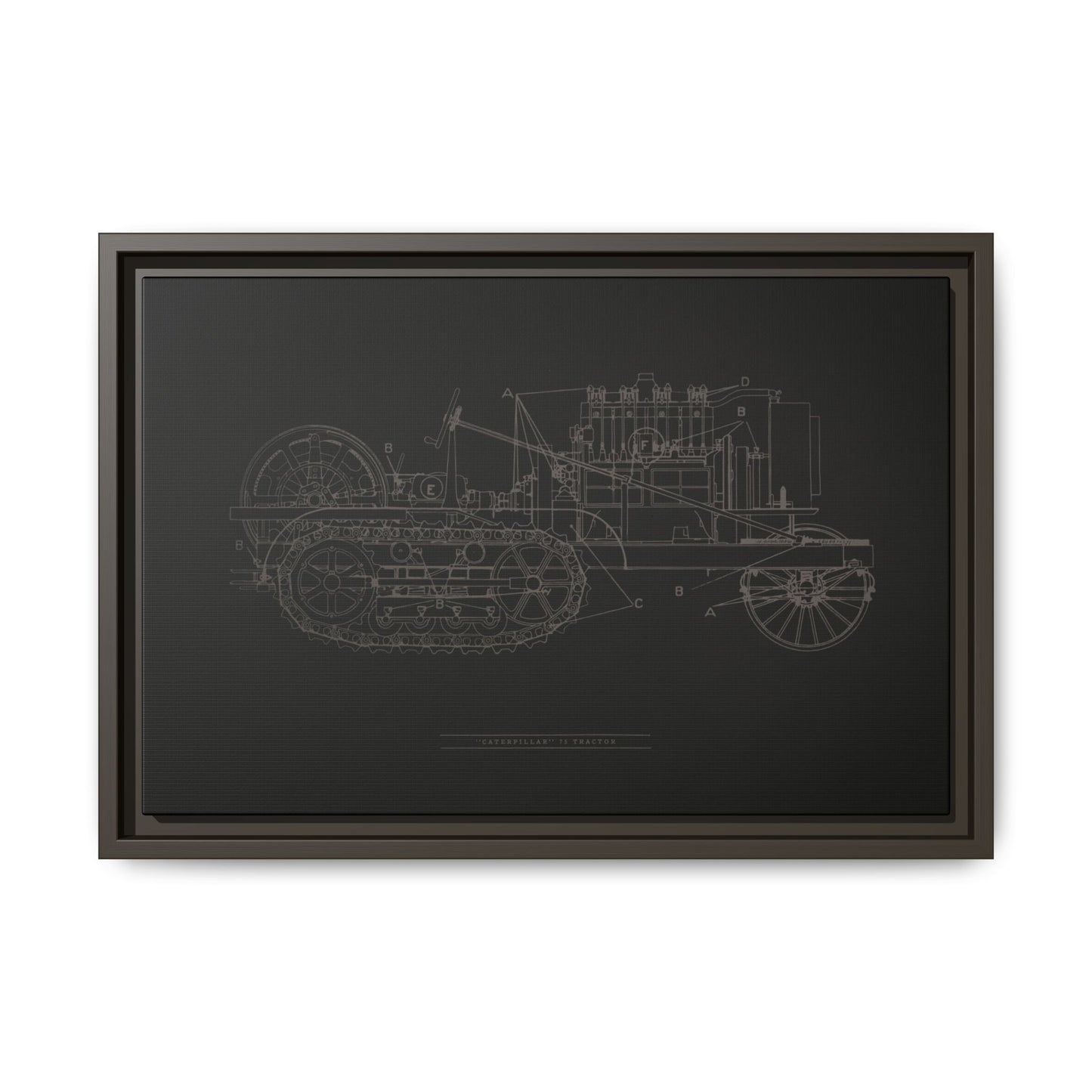 Vintage HOLT Tractor Patent Drawing Industrial Artwork | Framed Wall Art on Stretched Canvas