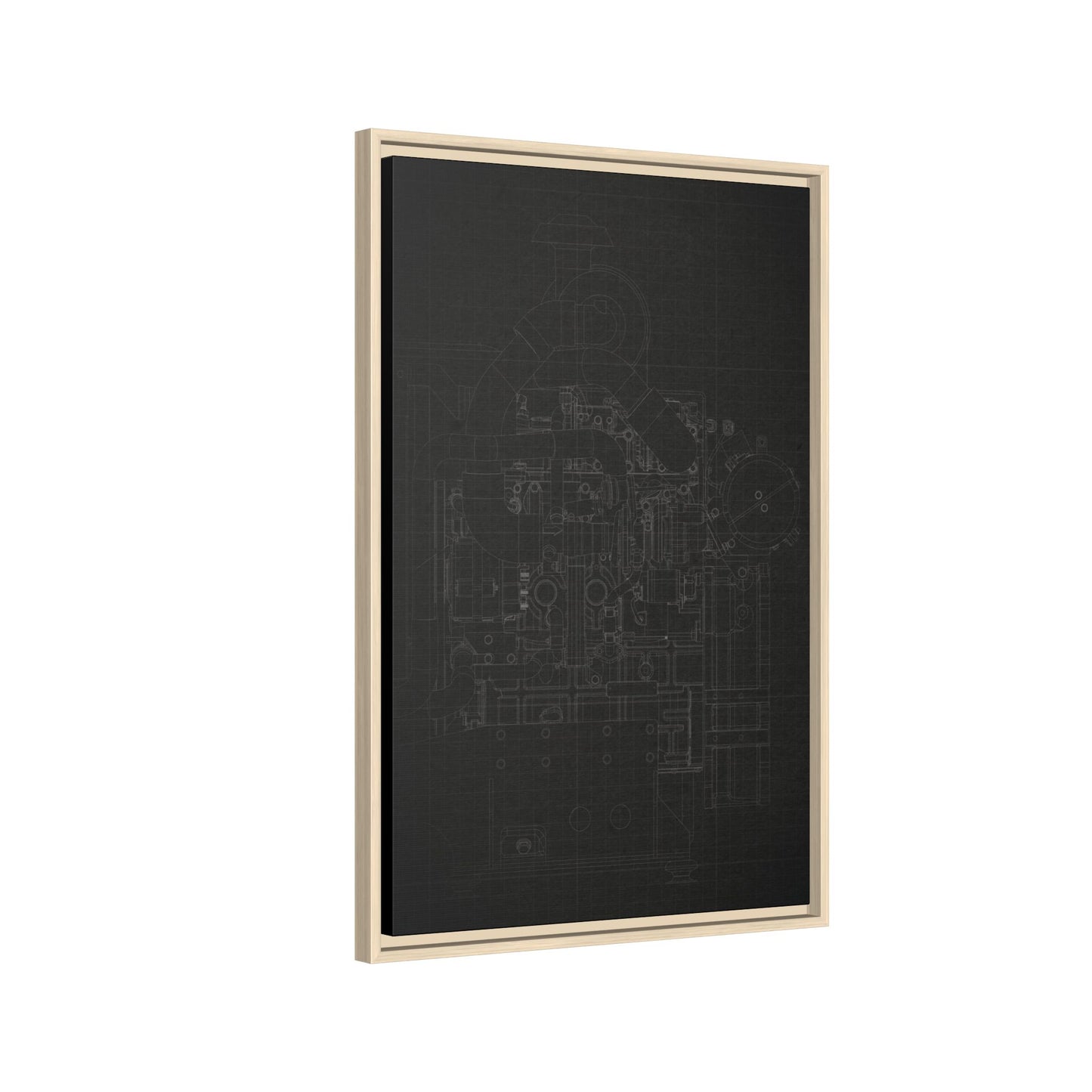 Heavy Equipment Engine Schematic Drawing – Framed Wall Art on Canvas
