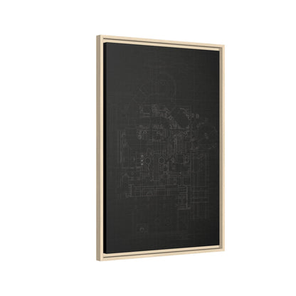 Heavy Equipment Engine Schematic Drawing – Framed Wall Art on Canvas