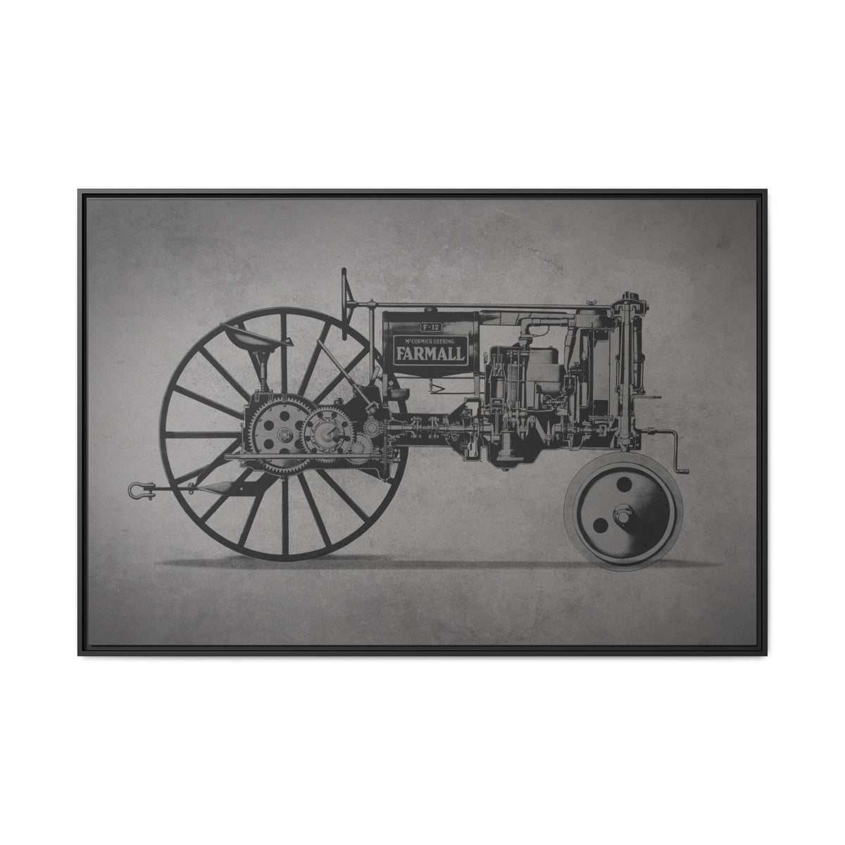 Vintage Farmall F-12 Mechanical Drawing | Light | Framed Wall Art on Canvas