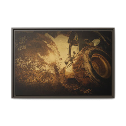 Boring Skid Steer Action | Framed Photo Wall Art on Canvas