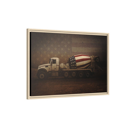 Patriotic Concrete Truck| Framed Wall Art on Stretched Canvas