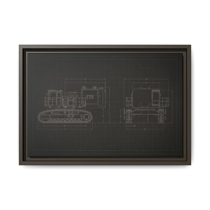 601 Excavator Drawing, Framed Wall Art on Canvas