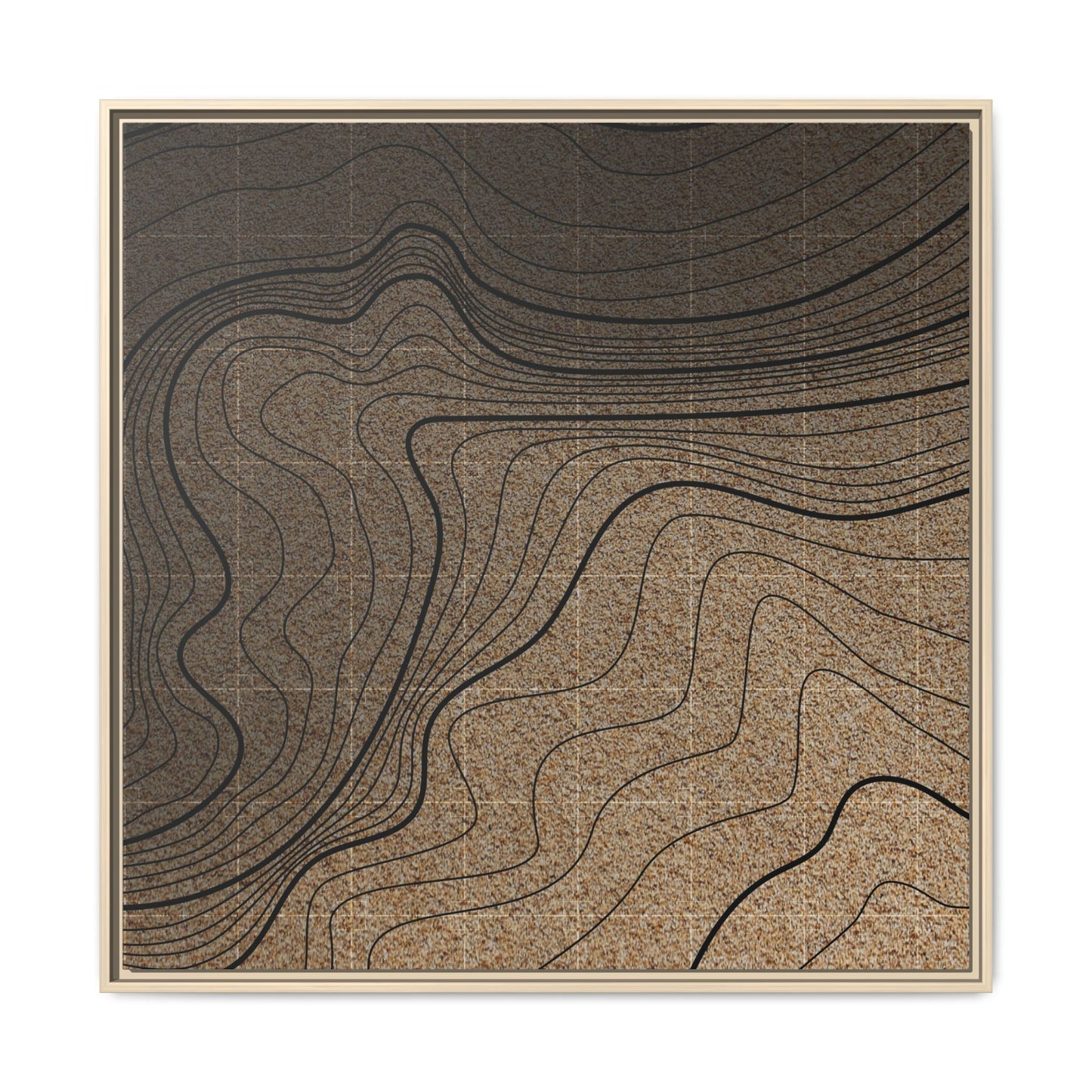 Topographic Lines Abstract Wall Art on Framed Canvas