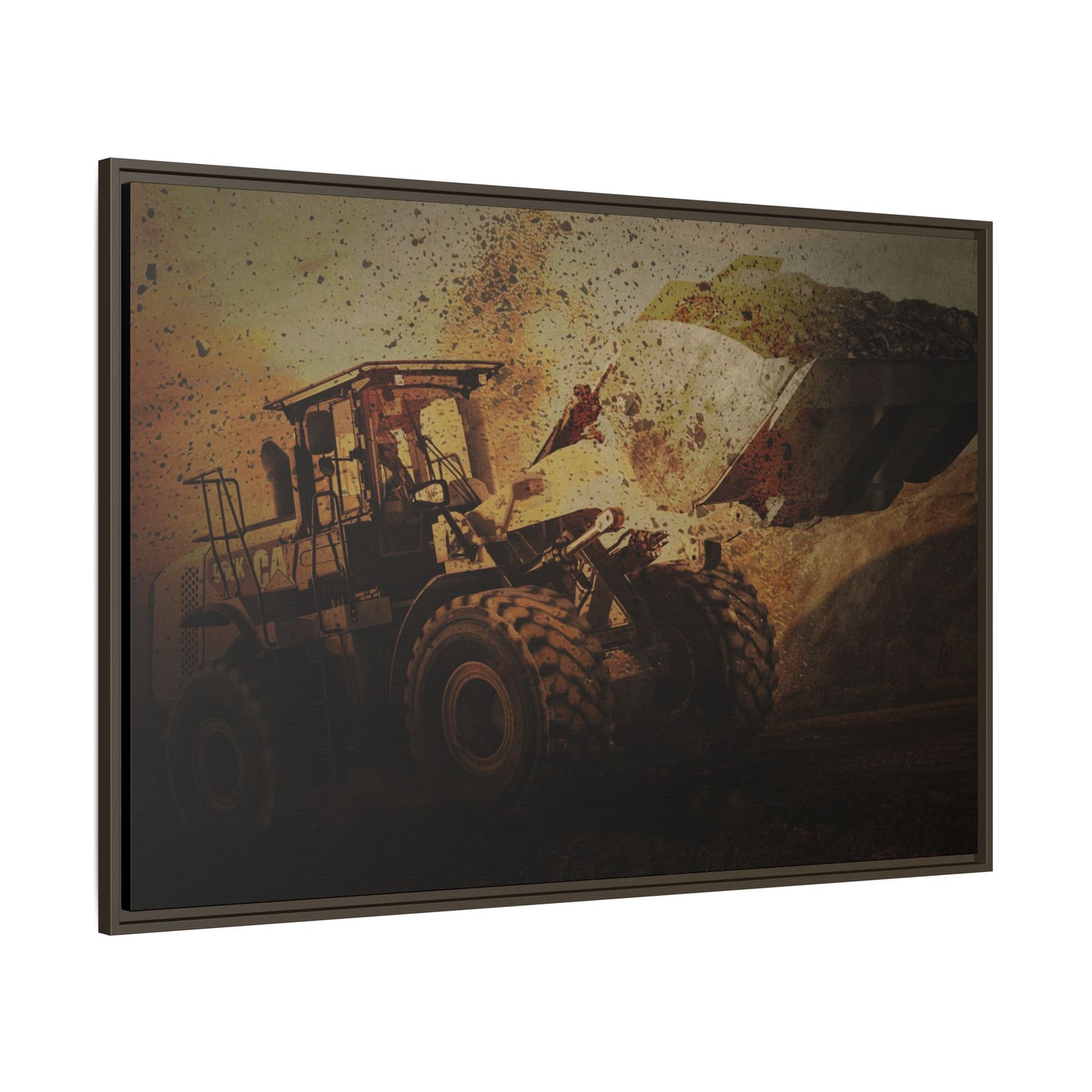 960K Dramatic Loader Action | Framed Wall Art on Stretched Canvas