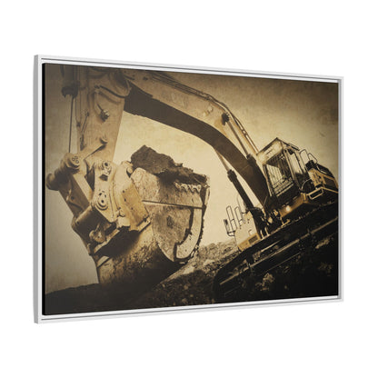 Reaching for Rocks Excavator  | Photo Art on Framed Canvas
