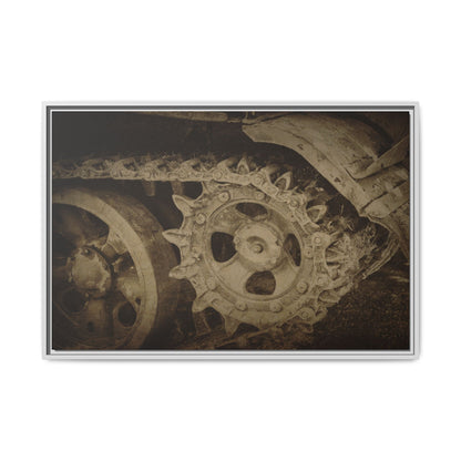 Treaded Tracks Close Up | Framed Wall Art on Stretched Canvas