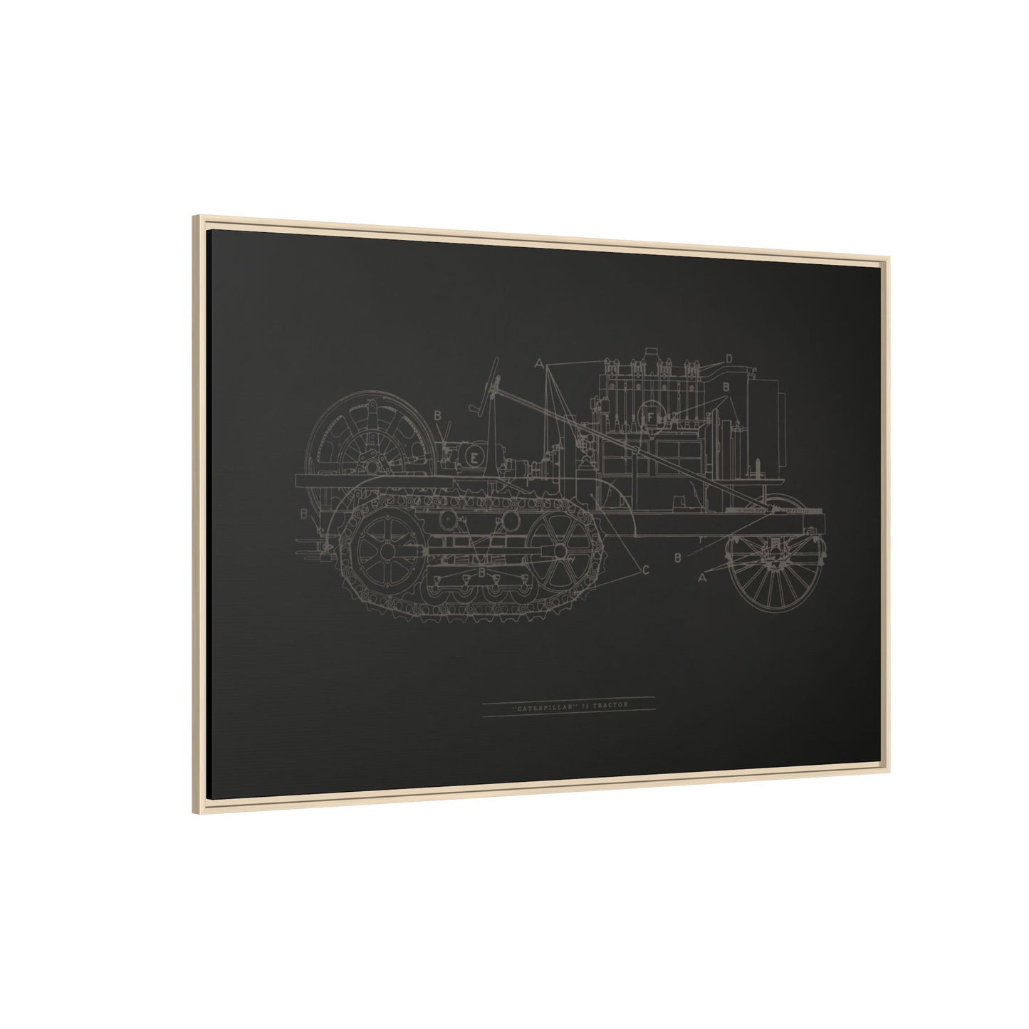 Vintage HOLT Tractor Patent Drawing Industrial Artwork | Framed Wall Art on Stretched Canvas