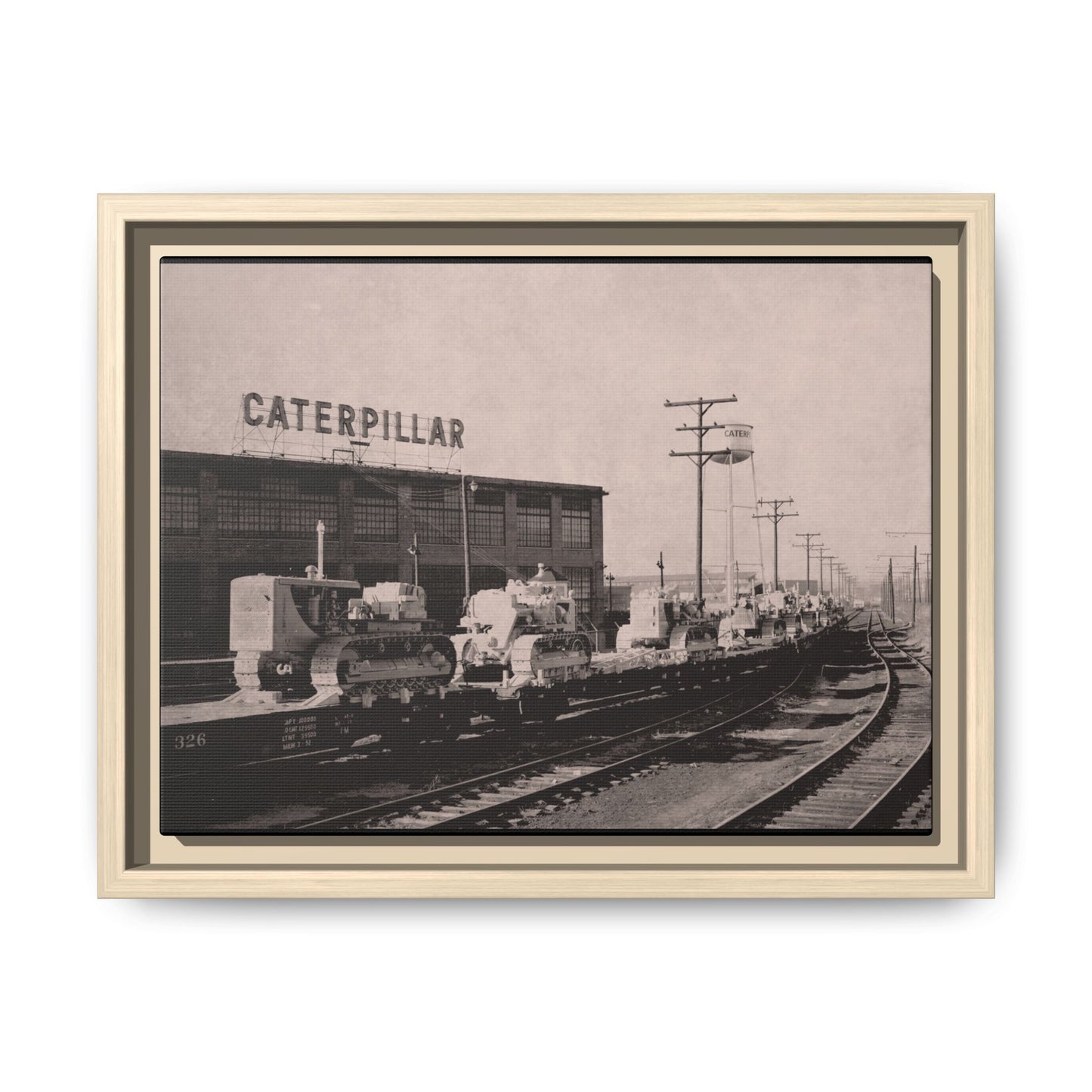Vintage Crawler Track Assembly Line | Framed Photo Art on Matte Canvas