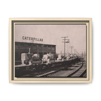 Vintage Crawler Track Assembly Line | Framed Photo Art on Matte Canvas