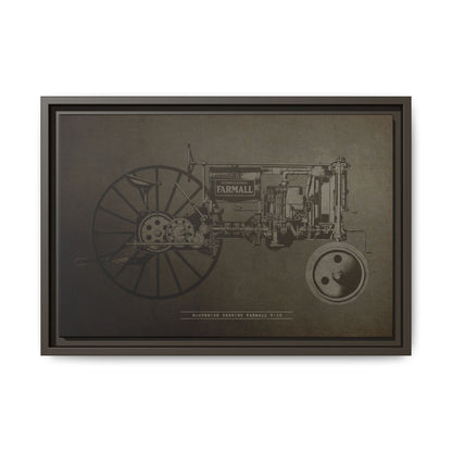 Vintage Farmall F-12 Mechanical Drawing | Framed Wall Art on Canvas