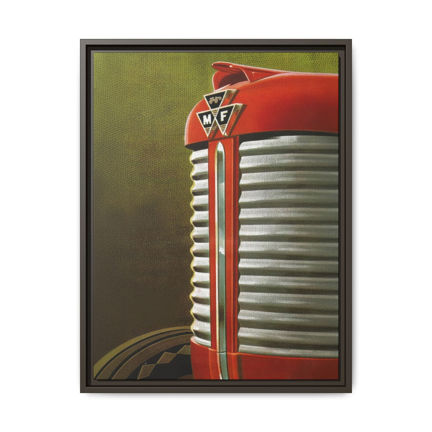 Vintage Red Tractor Grill Matte Canvas Framed | Farm Machinery Wall Art