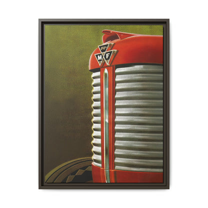 Vintage Red Tractor Grill Matte Canvas Framed | Farm Machinery Wall Art