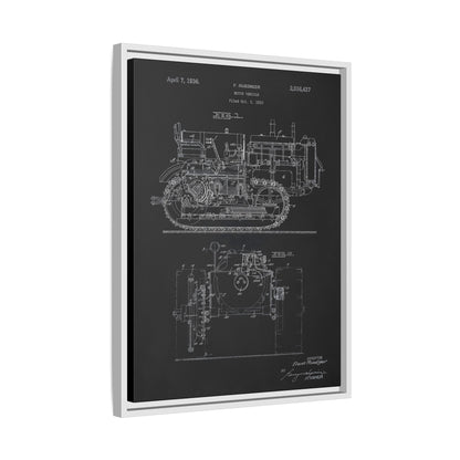 Vintage Dozer Rudiger Patent Drawing, Framed Wall Art on Canvas